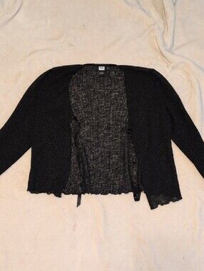 Studio 1940 Black Sparkle Open-Front Cardigan with Tie Size Medium